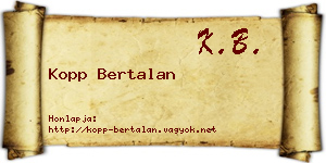 Kopp Bertalan névjegykártya