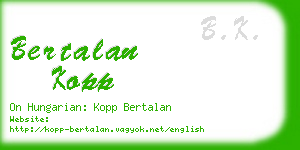 bertalan kopp business card